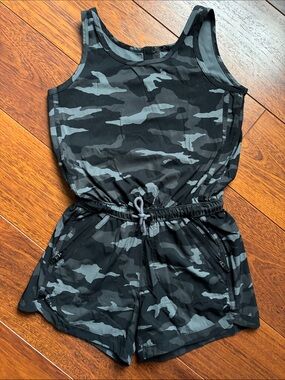 Althleta  Black & Gray Camo Romper - Lightweight Drawstring Shorts